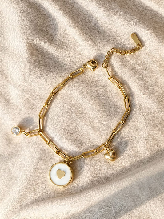 The bracelet utilizes a modern